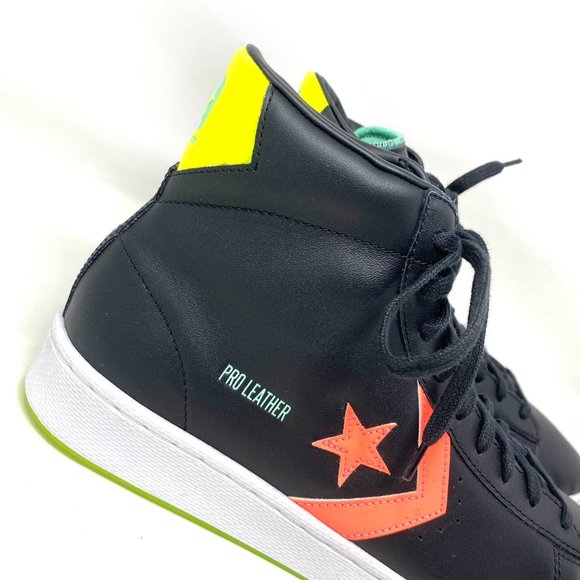 Converse Pro Leather Black Orange Yellow High Top Shoes Men's Sneakers 169651C - Picture 5 of 11
